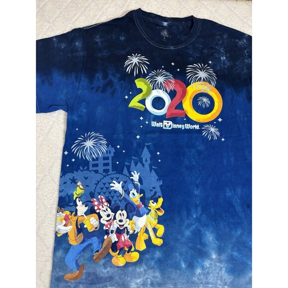 Walt Disney World 2020 Tie Dye AOP Mickey Minnie Goofy Pluto Donald Duck Tee L - Picture 5 of 12
